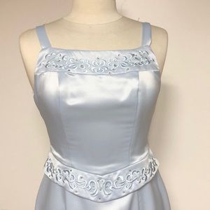 Poly baby blue satin dress